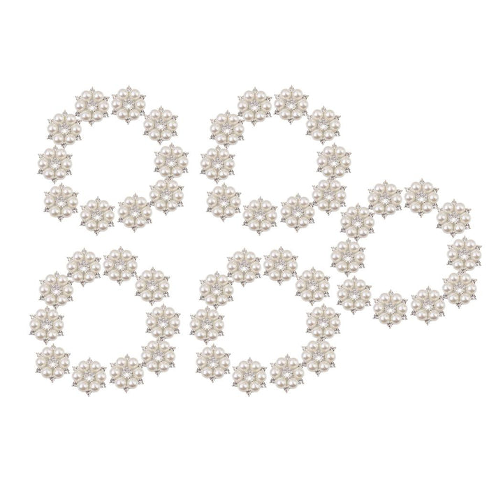 Crofta 50 Pieces Crystal Faux Pearl Flower Button Decoration DIY 28mm