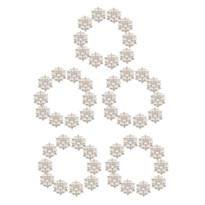 Crofta 50 Pieces Crystal Faux Pearl Flower Button Decoration DIY 28mm