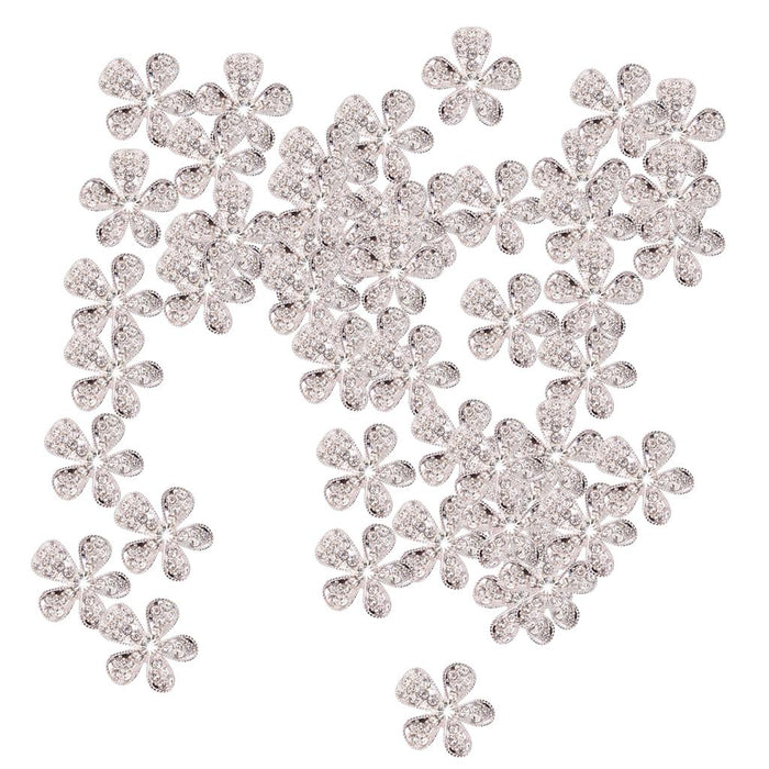 Crofta 50 Pieces Crystal Pearl Buttons Embellishment Wedding Favors Decor Craft DIY