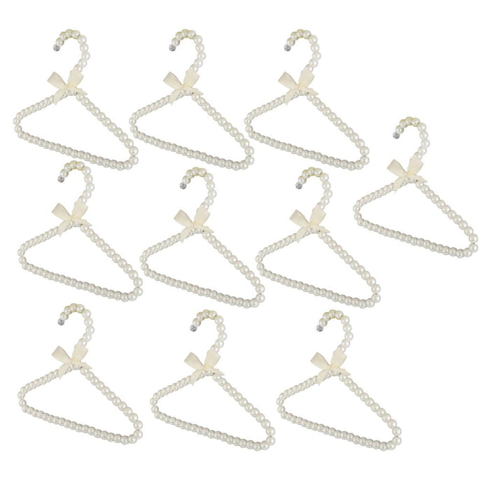 Crofta 10 Piece Pearl Beaded Clothes Pants Hanger Trousers Dress Holder White