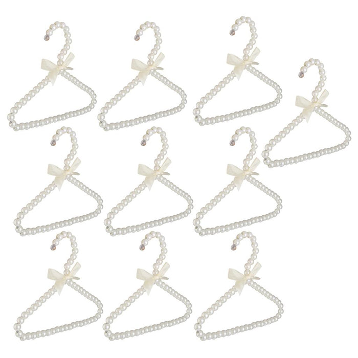 Crofta 10 Piece Pearl Beaded Clothes Pants Hanger Trousers Dress Holder White