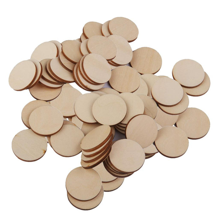 Crofta Pack of 100 Unfinished Wooden Shape Circle Round Embellishments for DIY Crafts Scrapbooking 30mm