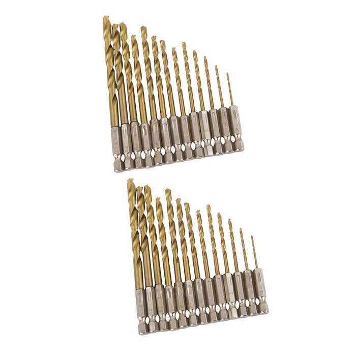 Crofta 26 PIECES HSS DRILL BIT SET 1.5mm-6.5mm BITS TITANIUM COATED WITH 1/4'' HEX SHANK