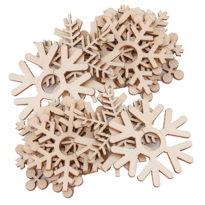 Crofta 20 Pieces Wooden Shape Snowflake Embellishments Festival Hanging Ornaments