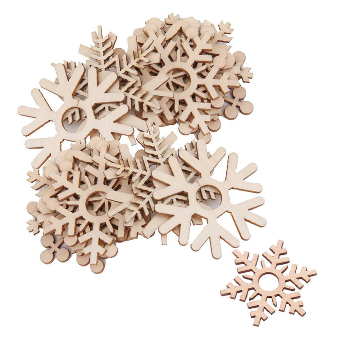 Crofta 20 Pieces Wooden Shape Snowflake Embellishments Festival Hanging Ornaments