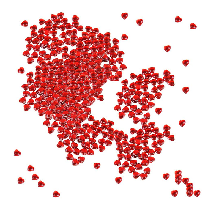 Crofta 800 Pieces Acrylic Flat Back Rhinestones Gems Heart Crystal Embellishment 8mm Red