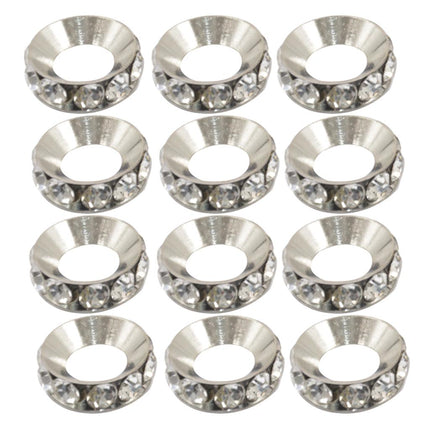 Crofta 12x Silver Tone Rondelle Glitter Rhinestone Spacer Beads with 7mm Big Hole