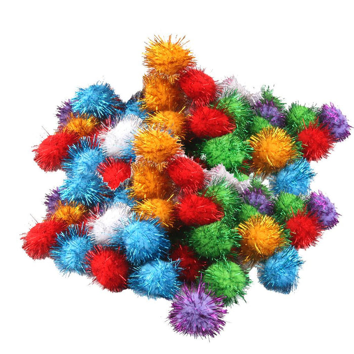 Crofta 140Pieces 3.5cm Glitter Sprayed Pompoms Balls Crafts Making   Toys