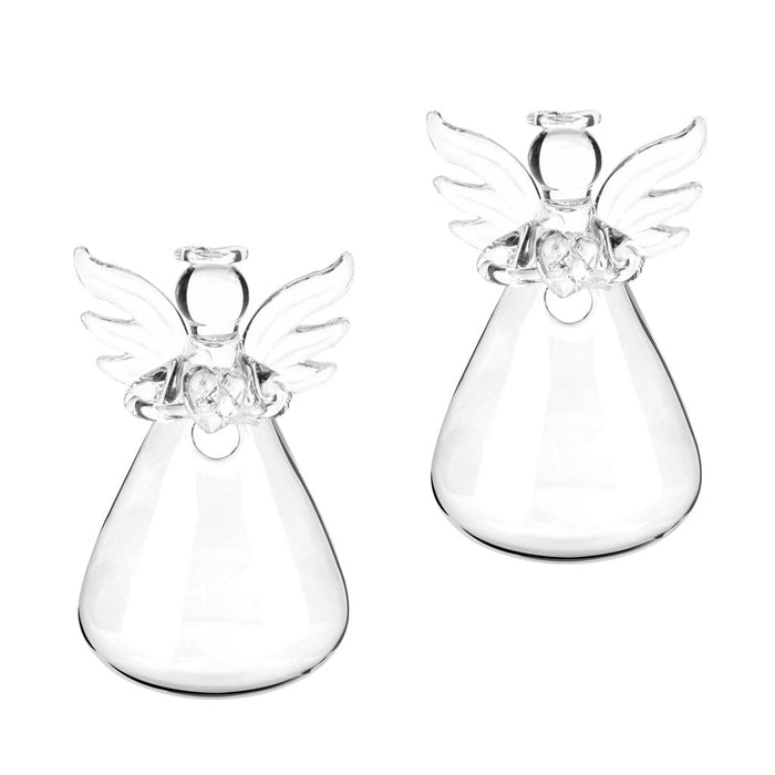 Crofta 2Pieces Hanging Glass Hydroponic Flower Vase Terrarium Container Angel Decor