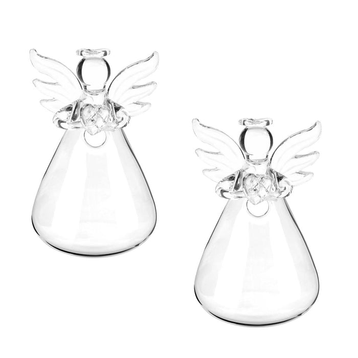 Crofta 2Pieces Hanging Glass Hydroponic Flower Vase Terrarium Container Angel Decor