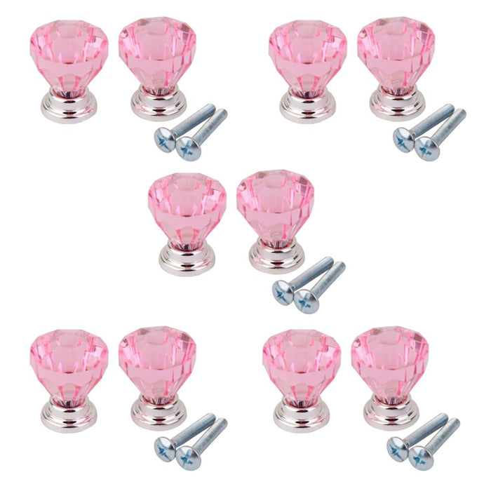 Crofta 10Pieces Pink Drawer Pull Knobs Cabinet Dresser Cupboard Bin Handle Decoration  For Furniture Drawers