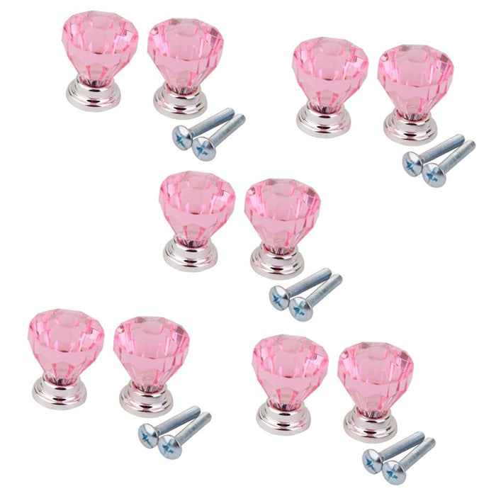 Crofta 10Pieces Pink Drawer Pull Knobs Cabinet Dresser Cupboard Bin Handle Decoration  For Furniture Drawers