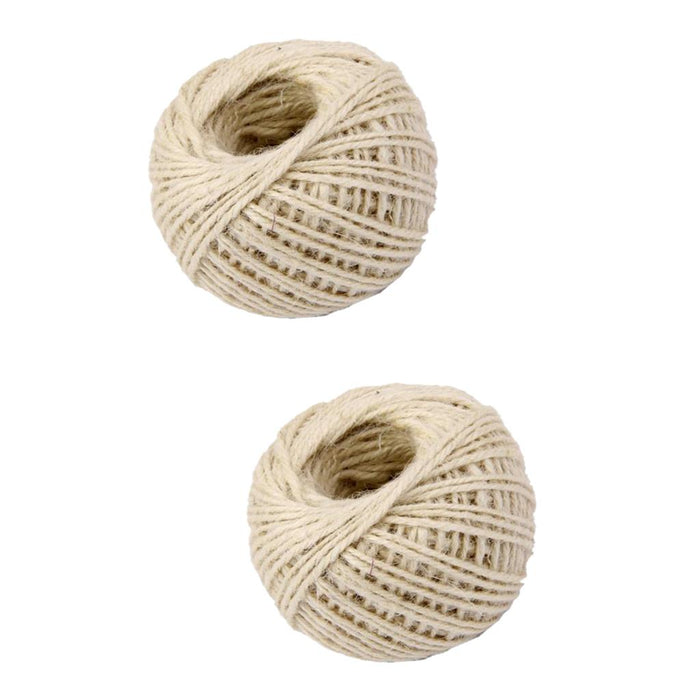 Crofta 2 Pieces 50m Wrap Gift Hemp Rope Ribbon Twine Rope Cord String Ball White