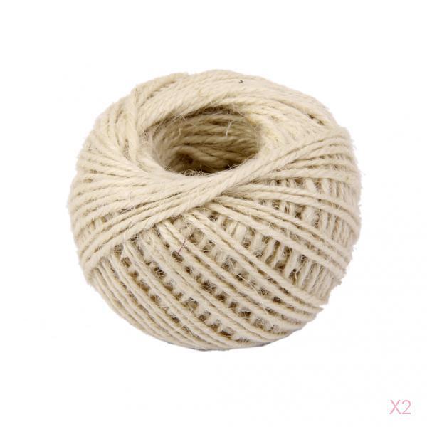 Crofta 2 Pieces 50m Wrap Gift Hemp Rope Ribbon Twine Rope Cord String Ball White