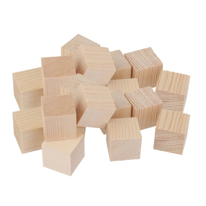 Crofta 20 Pieces 25mm Unfinished Wooden Shapes Blocks Cubes Embellishments for Wood Crafts