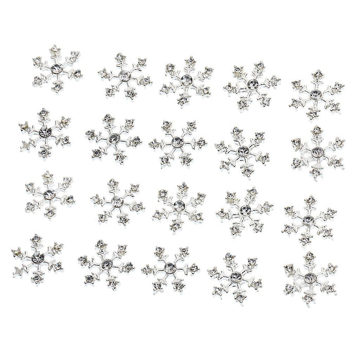 Crofta Pack of 20 Silver Crystal SNOWFLAKES Xmas Wedding Cards Topper Decor DIY Craft