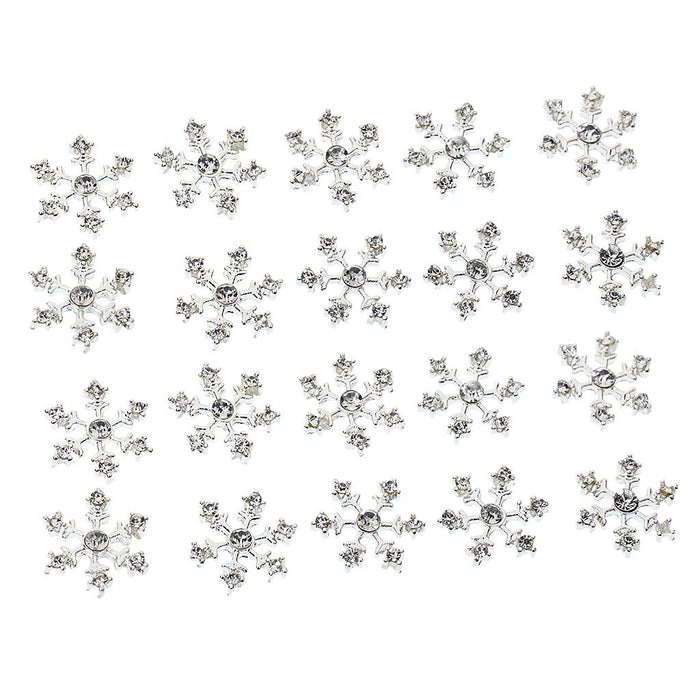 Crofta Pack of 20 Silver Crystal SNOWFLAKES Xmas Wedding Cards Topper Decor DIY Craft