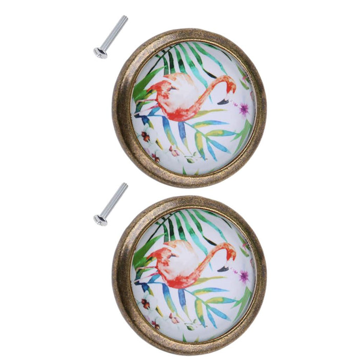 Crofta 2 Piece Chic Flamingo Handles Door Dresser Drawer Cabinet Cupboard Pull Knob for Home Decoration DIY, Mini