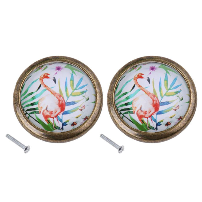 Crofta 2 Piece Chic Flamingo Handles Door Dresser Drawer Cabinet Cupboard Pull Knob for Home Decoration DIY, Mini