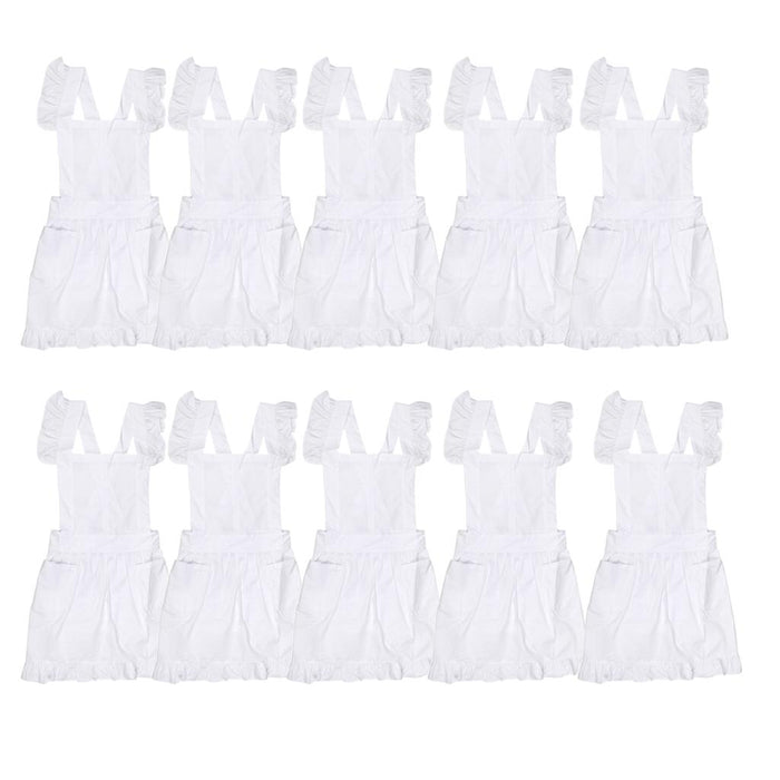 Crofta 10Pieces  Sleeveless Victorian Pinafore Apron Maid Smock Costume Ruffle Pockets for Cooking or Theatre Perform