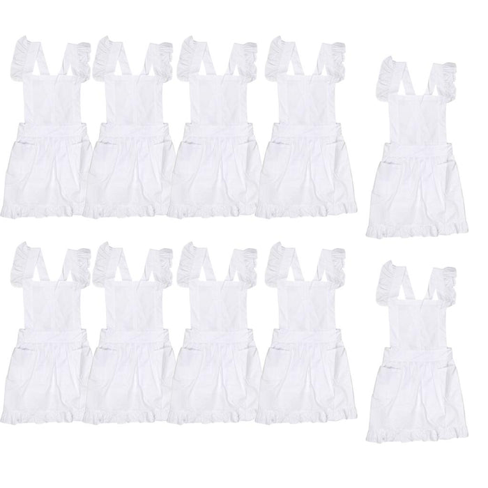 Crofta 10Pieces  Sleeveless Victorian Pinafore Apron Maid Smock Costume Ruffle Pockets for Cooking or Theatre Perform