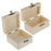 Crofta 2PCS Unfinished Unpainted Wooden Jewelry Box DIY Storage Chest Treasure Case