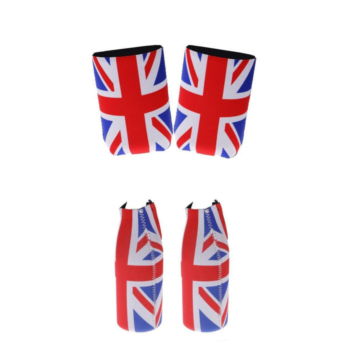 Crofta 2 Pair Britain UK Flag Stubby Beer Soda Tin Can Chilling Wrap Cooler Holder