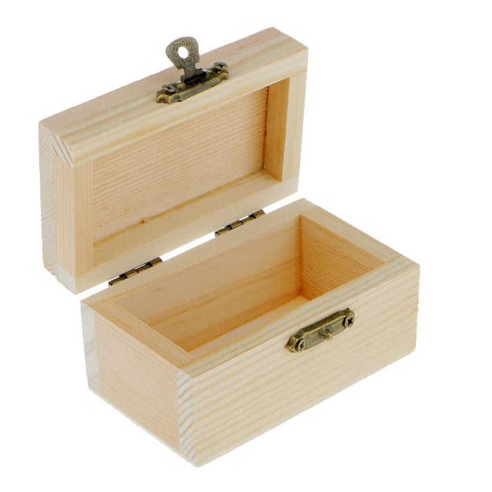 Crofta 5pcs Unpainted Wooden Jewelry Box DIY Storage Treasure Toy Case 9 X 5 X 5cm