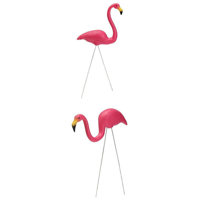 Crofta 2 Piece Looking Up and Down Flamingo Plastic Yard Garden Ornaments Props Pink