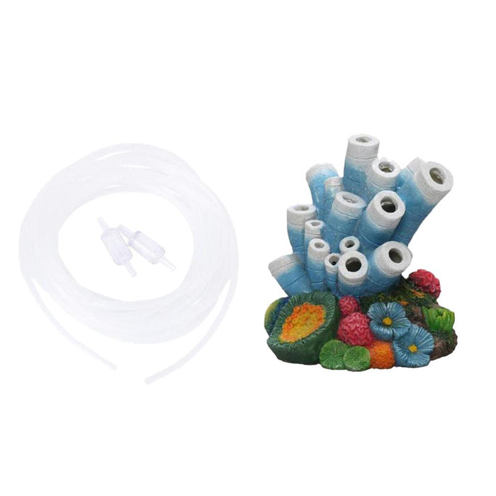 Crofta Aquarium Underwater Bubbling Coral Ornament with Air Pipe Fish Tank Decor