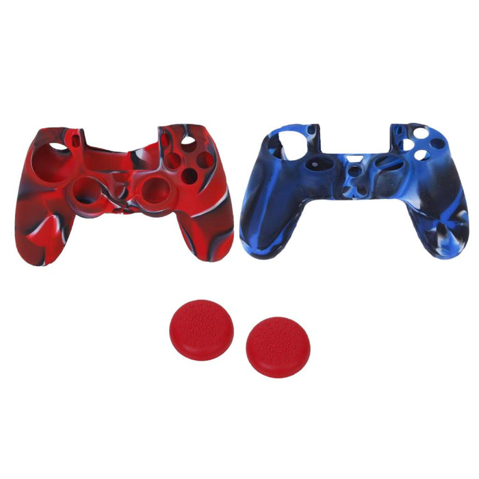 Crofta Silicone Protective Skin Case Cover + Joystick Cap for Sony PS4 Controller