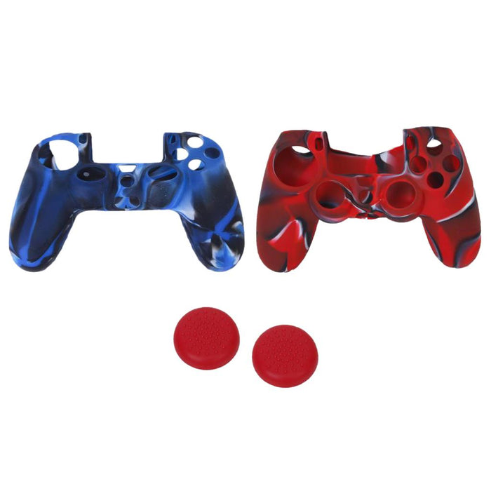 Crofta Silicone Protective Skin Case Cover + Joystick Cap for Sony PS4 Controller