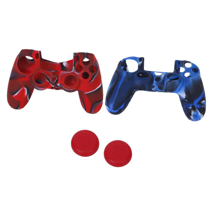 Crofta Silicone Protective Skin Case Cover + Joystick Cap for Sony PS4 Controller