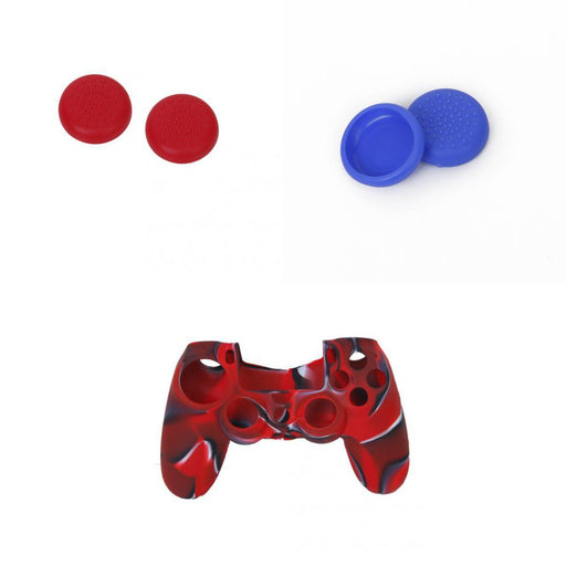 Crofta Silicone Protective Skin Case Cover + Joystick Cap for Sony PS4 Controller