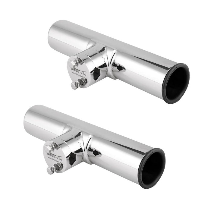 Crofta 2 Pieces / Set 316 Stainless Steel Boat Fishing Clamp On Rod Holder Rest Mount for Rail 3/4'' - 1''