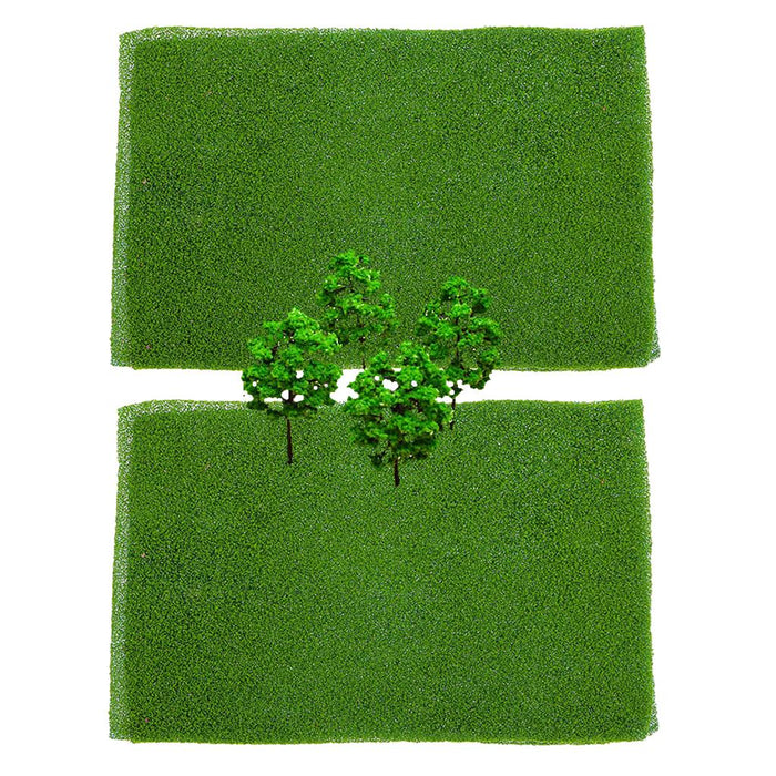 Crofta 10Pcs Model Tree Set DIY Scenery Landscape HO N w/ 2 Grass Mat Lawn