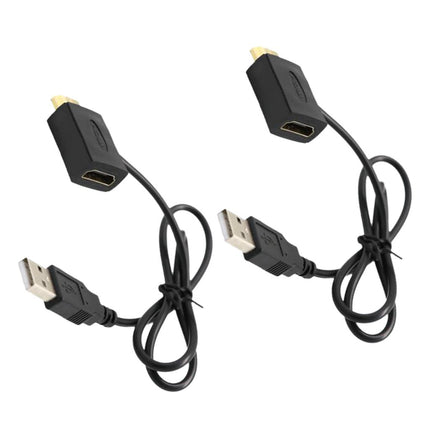 Crofta 2 Pieces HDMI M to F Adapter Plug With USB 2.0 Power Supply Connector Cable