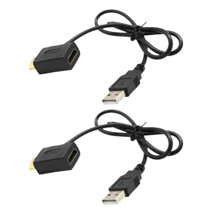 Crofta 2 Pieces HDMI M to F Adapter Plug With USB 2.0 Power Supply Connector Cable