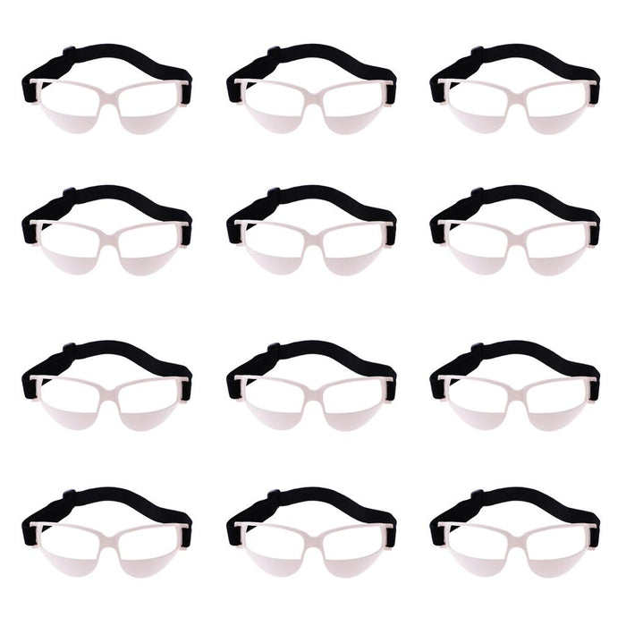 Crofta 12 Pieces Anti Down Basketball Goggles Sport Glasses Frame Eyewear Frame Professional Basketball Training White