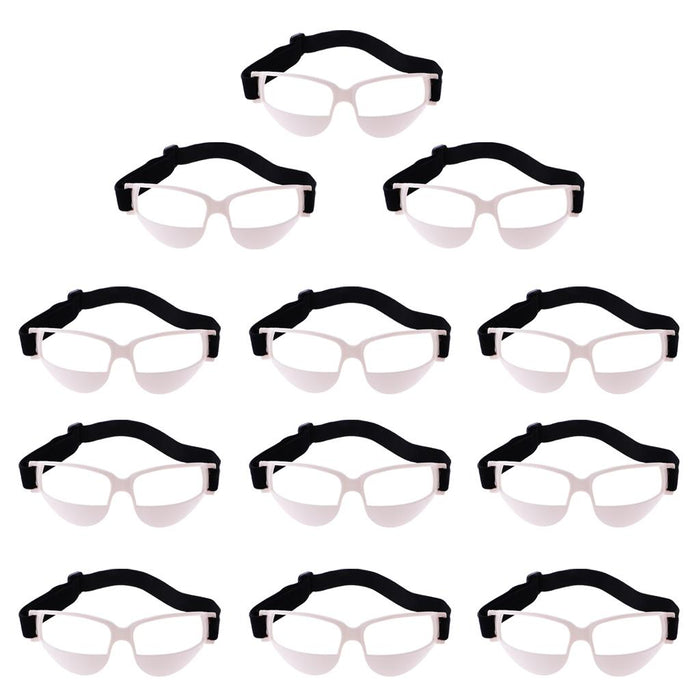 Crofta 12 Pieces Anti Down Basketball Goggles Sport Glasses Frame Eyewear Frame Professional Basketball Training White