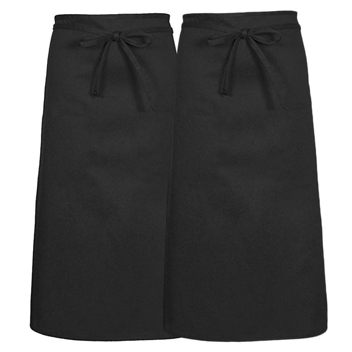 Crofta 2 Piece Men Women Black Restaurant Chef Half Apron Waist Apron