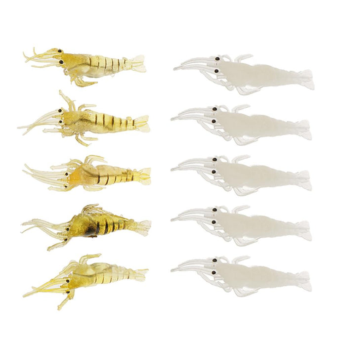 Crofta 10Pcs Soft Plastic Artificial Shrimp Saltwater Fishing Lure Hook Bait Tackle