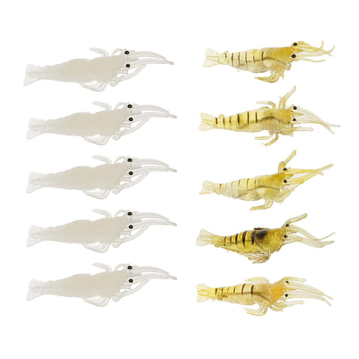 Crofta 10Pcs Soft Plastic Artificial Shrimp Saltwater Fishing Lure Hook Bait Tackle