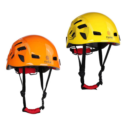 Crofta 2 Pieces Lightweight Adjustable Mountaineering Safety Helmet Hard Hat for Rescue Rock Climbing Rappelling Protection Yellow + Orange 21"-24" Head Circumference