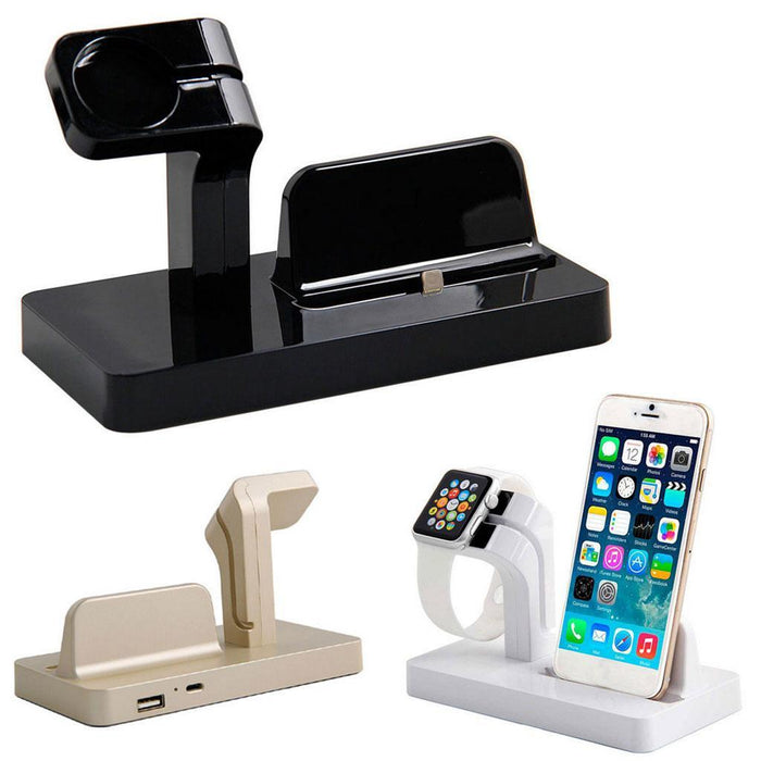 Crofta For Apple Watch Stand, For iPhone Docking Station, 2-in-1 Multi-Charging Station Hub for Apple Watch Series and All Smart Phone