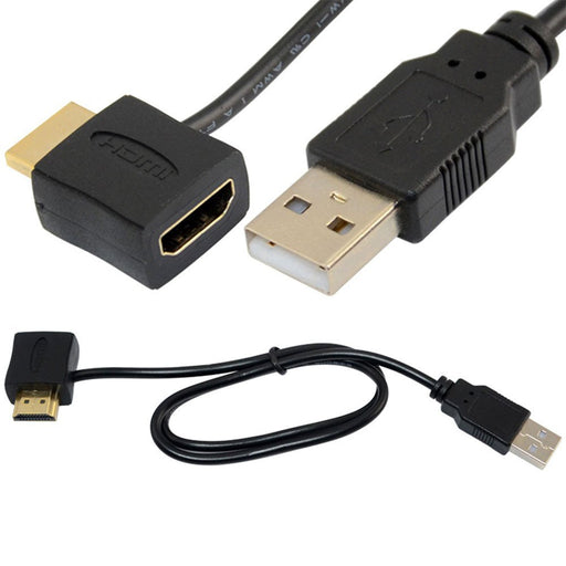 Crofta 2 Pieces HDMI M to F Adapter Plug With USB 2.0 Power Supply Connector Cable