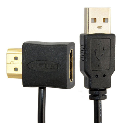 Crofta 2 Pieces HDMI M to F Adapter Plug With USB 2.0 Power Supply Connector Cable