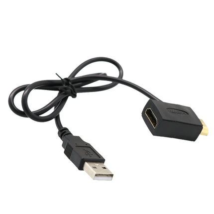 Crofta 2 Pieces HDMI M to F Adapter Plug With USB 2.0 Power Supply Connector Cable