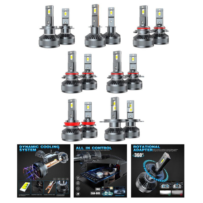 2 Pieces Car LED Headlight Bulbs 6000LM High Brightness 6000K Headlamp Bulbs H7