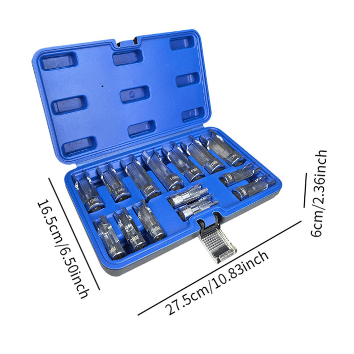 Crofta 14Pcs Oxygens Sensor Socket Set Spanners with Case 8mm-22mm Car Repair Tools